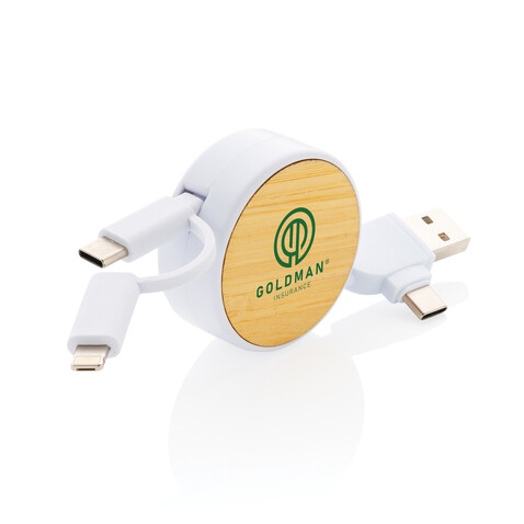 Ontario ausziehb. 6-in-1 Kabel aus RCS recyceltem Kunststoff weiß bedrucken, Art.-Nr. P302.373 Ontario ausziehb. 6-in-1 Kabel aus RCS recyceltem Kunststoff weiß bedrucken, Art.-Nr. P302.373