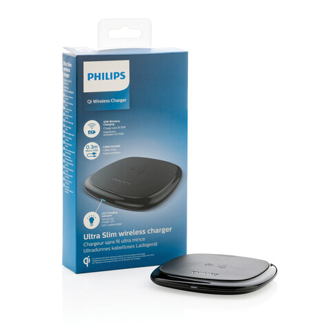 Philips 10W Qi Wireless-Charger schwarz bedrucken, Art.-Nr. P308.741 Philips 10W Qi Wireless-Charger schwarz bedrucken, Art.-Nr. P308.741