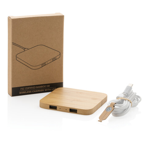 5W-Wireless-Charger aus Bambus mit USB braun bedrucken, Art.-Nr. P308.149 5W-Wireless-Charger aus Bambus mit USB braun bedrucken, Art.-Nr. P308.149