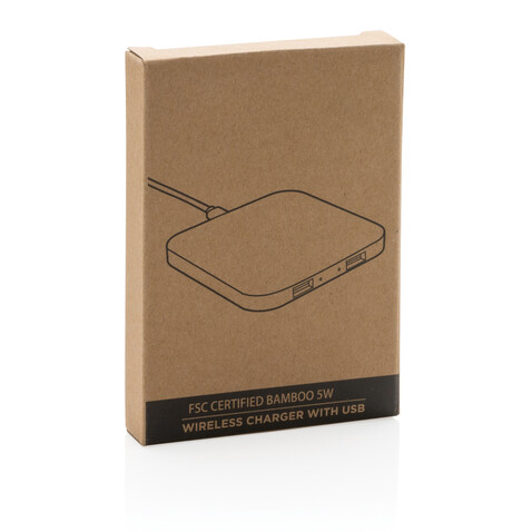 5W-Wireless-Charger aus Bambus mit USB braun bedrucken, Art.-Nr. P308.149 5W-Wireless-Charger aus Bambus mit USB braun bedrucken, Art.-Nr. P308.149
