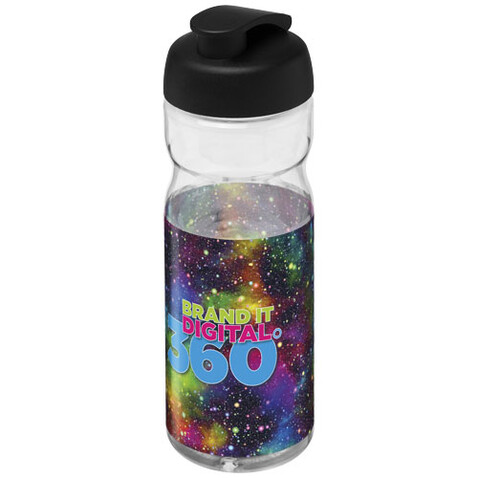 H2O Active® Base 650 ml Sportflasche mit Klappdeckel, transparent, schwarz bedrucken, Art.-Nr. 21004500 H2O Active® Base 650 ml Sportflasche mit Klappdeckel, transparent, schwarz bedrucken, Art.-Nr. 21004500