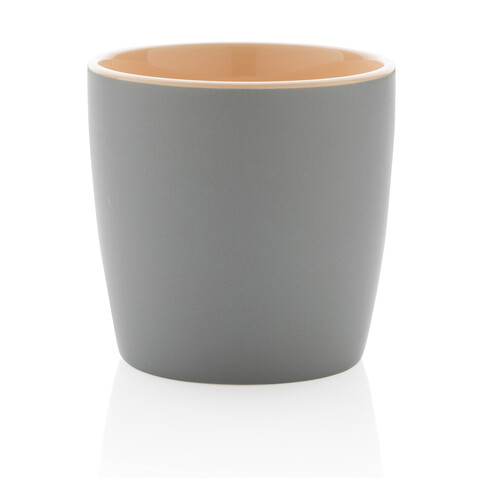 Keramiktasse innen coloriert, 300ml braun, grau bedrucken, Art.-Nr. P434.009 Keramiktasse innen coloriert, 300ml braun, grau bedrucken, Art.-Nr. P434.009