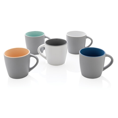 Keramiktasse innen coloriert, 300ml braun, grau bedrucken, Art.-Nr. P434.009 Keramiktasse innen coloriert, 300ml braun, grau bedrucken, Art.-Nr. P434.009