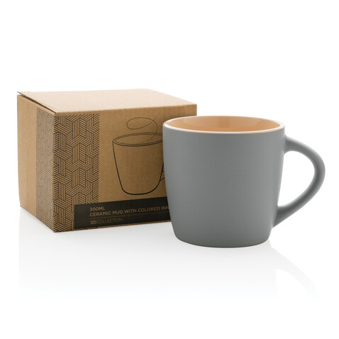 Keramiktasse innen coloriert, 300ml braun, grau bedrucken, Art.-Nr. P434.009 Keramiktasse innen coloriert, 300ml braun, grau bedrucken, Art.-Nr. P434.009