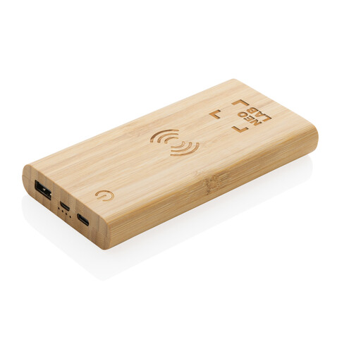 8.000mAh Bambus-Wireless-Powerbank braun bedrucken, Art.-Nr. P322.359 8.000mAh Bambus-Wireless-Powerbank braun bedrucken, Art.-Nr. P322.359