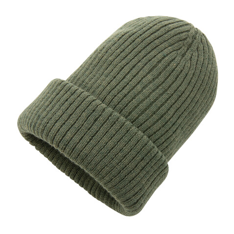 Impact AWARE™ Polylana® doppelt gestrickte Mütze grün bedrucken, Art.-Nr. P453.397 Impact AWARE™ Polylana® doppelt gestrickte Mütze grün bedrucken, Art.-Nr. P453.397