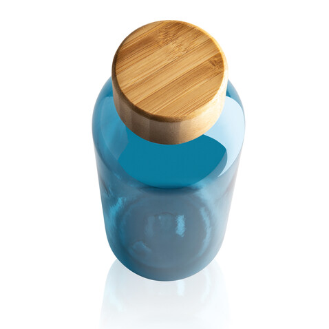 RCS rPET Flasche mit Bambus-Deckel blau bedrucken, Art.-Nr. P433.095 RCS rPET Flasche mit Bambus-Deckel blau bedrucken, Art.-Nr. P433.095
