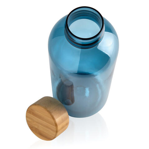 RCS rPET Flasche mit Bambus-Deckel blau bedrucken, Art.-Nr. P433.095 RCS rPET Flasche mit Bambus-Deckel blau bedrucken, Art.-Nr. P433.095