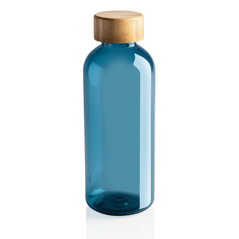 RCS rPET Flasche mit Bambus-Deckel blau bedrucken, Art.-Nr. P433.095 RCS rPET Flasche mit Bambus-Deckel blau bedrucken, Art.-Nr. P433.095