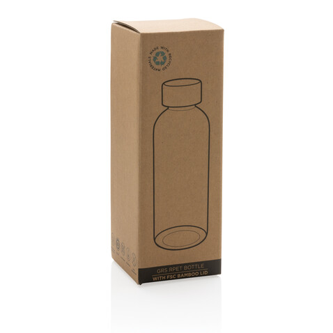 RCS rPET Flasche mit Bambus-Deckel blau bedrucken, Art.-Nr. P433.095 RCS rPET Flasche mit Bambus-Deckel blau bedrucken, Art.-Nr. P433.095