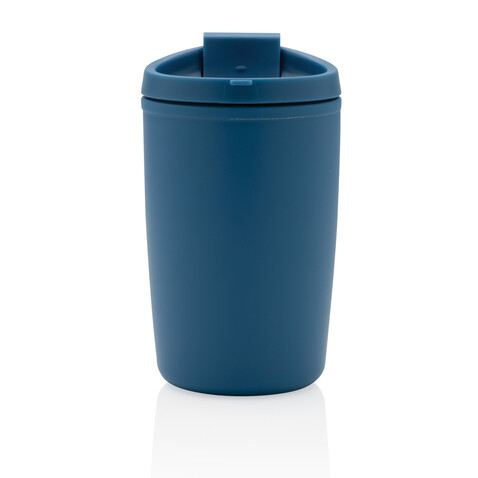 GRS recycelter PP-Becher mit Flip-Deckel blau bedrucken, Art.-Nr. P433.085 GRS recycelter PP-Becher mit Flip-Deckel blau bedrucken, Art.-Nr. P433.085
