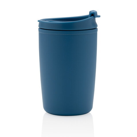GRS recycelter PP-Becher mit Flip-Deckel blau bedrucken, Art.-Nr. P433.085 GRS recycelter PP-Becher mit Flip-Deckel blau bedrucken, Art.-Nr. P433.085