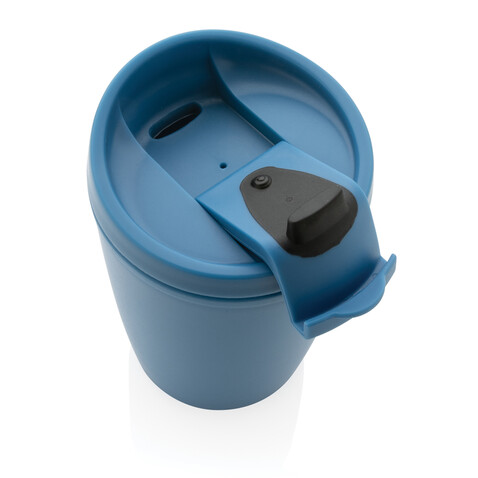 GRS recycelter PP-Becher mit Flip-Deckel blau bedrucken, Art.-Nr. P433.085 GRS recycelter PP-Becher mit Flip-Deckel blau bedrucken, Art.-Nr. P433.085