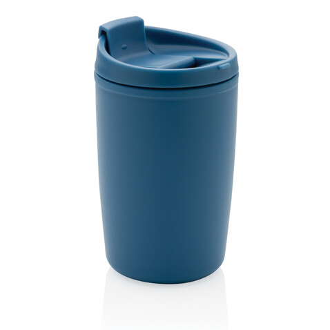 GRS recycelter PP-Becher mit Flip-Deckel blau bedrucken, Art.-Nr. P433.085 GRS recycelter PP-Becher mit Flip-Deckel blau bedrucken, Art.-Nr. P433.085