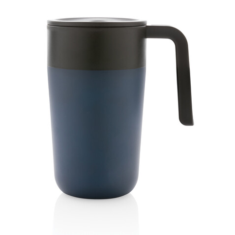 GRS recycelte PP und Stainless Steel Tasse mit Griff navy blau bedrucken, Art.-Nr. P433.235 GRS recycelte PP und Stainless Steel Tasse mit Griff navy blau bedrucken, Art.-Nr. P433.235