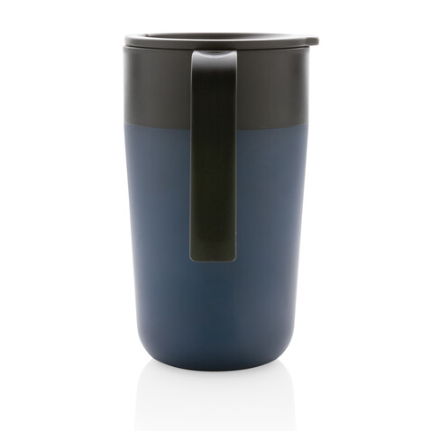 GRS recycelte PP und Stainless Steel Tasse mit Griff navy blau bedrucken, Art.-Nr. P433.235 GRS recycelte PP und Stainless Steel Tasse mit Griff navy blau bedrucken, Art.-Nr. P433.235