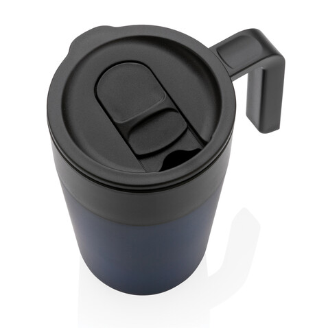 GRS recycelte PP und Stainless Steel Tasse mit Griff navy blau bedrucken, Art.-Nr. P433.235 GRS recycelte PP und Stainless Steel Tasse mit Griff navy blau bedrucken, Art.-Nr. P433.235