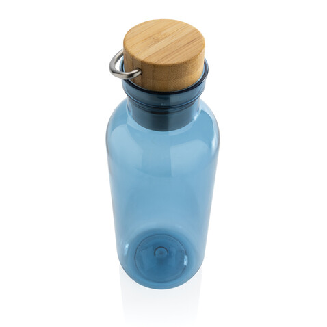 RCS rPET Flasche with Bambusdeckel und Griff blau bedrucken, Art.-Nr. P433.265 RCS rPET Flasche with Bambusdeckel und Griff blau bedrucken, Art.-Nr. P433.265
