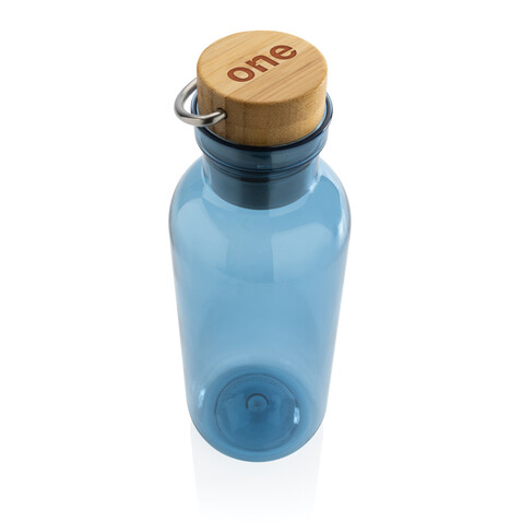 RCS rPET Flasche with Bambusdeckel und Griff blau bedrucken, Art.-Nr. P433.265 RCS rPET Flasche with Bambusdeckel und Griff blau bedrucken, Art.-Nr. P433.265