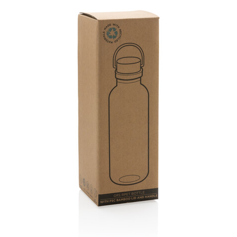 RCS rPET Flasche with Bambusdeckel und Griff blau bedrucken, Art.-Nr. P433.265 RCS rPET Flasche with Bambusdeckel und Griff blau bedrucken, Art.-Nr. P433.265