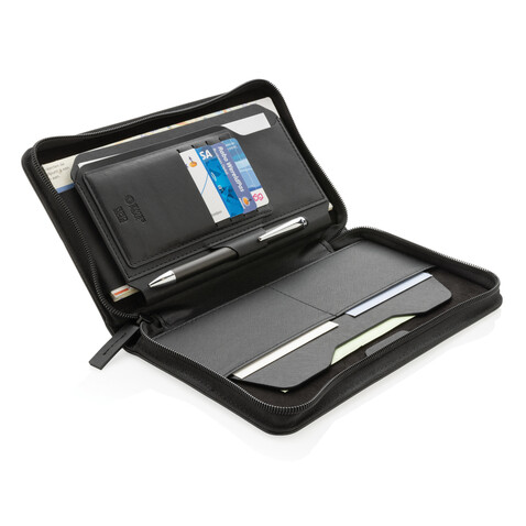Swiss Peak Heritage RCS rPU RFID Travel Wallet schwarz bedrucken, Art.-Nr. P820.341