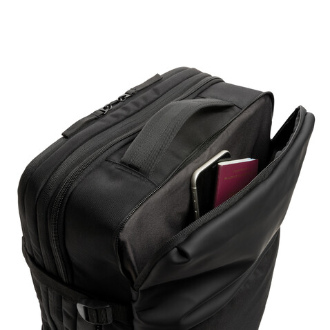 Swiss Peak AWARE™ RPET 15.6" erweiterbarer Wochenendrucksack schwarz bedrucken, Art.-Nr. P762.791 Swiss Peak AWARE™ RPET 15.6" erweiterbarer Wochenendrucksack schwarz bedrucken, Art.-Nr. P762.791