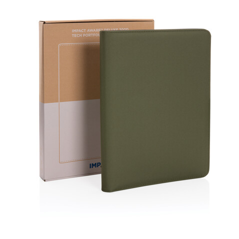 Impact Aware™ Deluxe 300D Tech Portfolio mit Reißverschluss grün bedrucken, Art.-Nr. P774.397