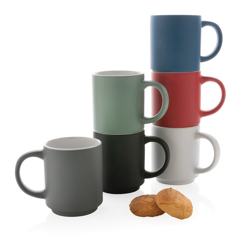 Stapelbare Keramiktasse, 180ml grün bedrucken, Art.-Nr. P434.077 Stapelbare Keramiktasse, 180ml grün bedrucken, Art.-Nr. P434.077