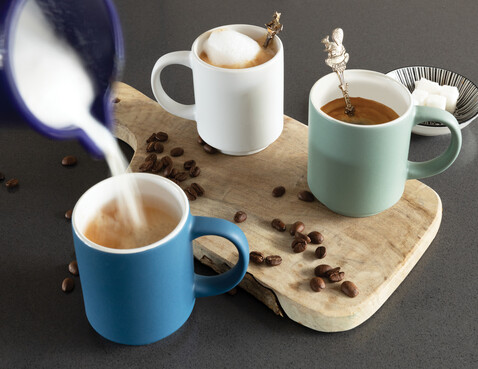 Stapelbare Keramiktasse, 180ml grün bedrucken, Art.-Nr. P434.077 Stapelbare Keramiktasse, 180ml grün bedrucken, Art.-Nr. P434.077