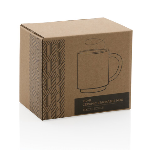 Stapelbare Keramiktasse, 180ml grün bedrucken, Art.-Nr. P434.077 Stapelbare Keramiktasse, 180ml grün bedrucken, Art.-Nr. P434.077