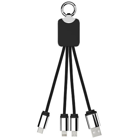 SCX.design C15 Quatro Ladekabel mit Leuchtlogo, rot, schwarz bedrucken, Art.-Nr. 2PX00121