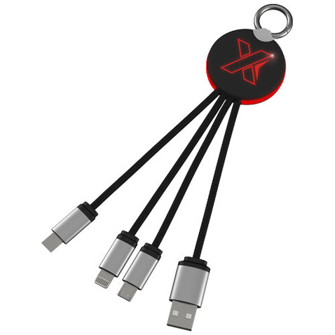 SCX.design C16 Kabel mit Leuchtlogo, rot, schwarz bedrucken, Art.-Nr. 2PX00221