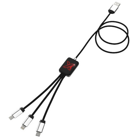 SCX.design C17 Easy to Use Ladekabel mit Leuchtlogo, rot, schwarz bedrucken, Art.-Nr. 2PX00321