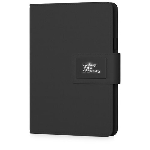 SCX.design O16 A5 Notizbuch mit Powerbank und Leuchtlogo, schwarz bedrucken, Art.-Nr. 2PX01190 SCX.design O16 A5 Notizbuch mit Powerbank und Leuchtlogo, schwarz bedrucken, Art.-Nr. 2PX01190