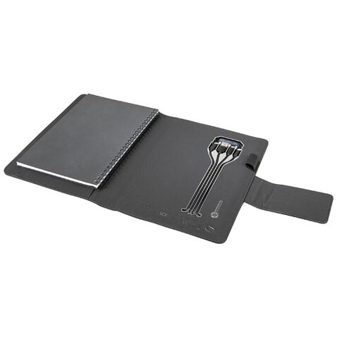 SCX.design O16 A5 Notizbuch mit Powerbank und Leuchtlogo, schwarz bedrucken, Art.-Nr. 2PX01190 SCX.design O16 A5 Notizbuch mit Powerbank und Leuchtlogo, schwarz bedrucken, Art.-Nr. 2PX01190