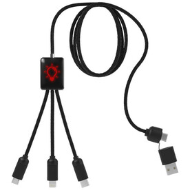 SCX.design C28 Erweitertes 5-in-1-Ladekabel, rot, schwarz bedrucken, Art.-Nr. 2PX06421
