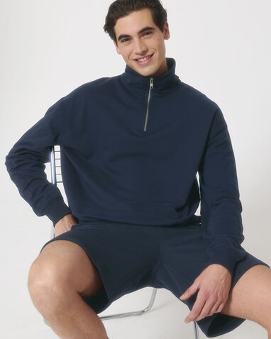 Miller Dry - Das Boxy Unisex-Sweatshirt mit kurzem Reißverschluss und trockenem Griff - French Navy - XL bedrucken, Art.-Nr. STSU795C7271X Miller Dry - Das Boxy Unisex-Sweatshirt mit kurzem Reißverschluss und trockenem Griff - French Navy - XL bedrucken, Art.-Nr. STSU795C7271X
