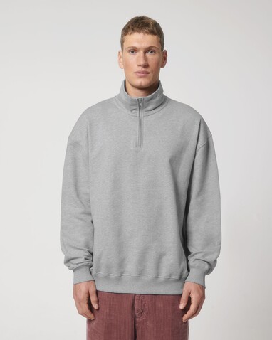 Miller Dry - Das Boxy Unisex-Sweatshirt mit kurzem Reißverschluss und trockenem Griff - Heather Grey - S bedrucken, Art.-Nr. STSU795C2501S
