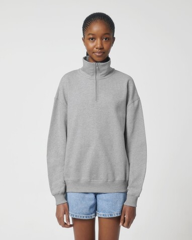 Miller Dry - Das Boxy Unisex-Sweatshirt mit kurzem Reißverschluss und trockenem Griff - Heather Grey - 3XL bedrucken, Art.-Nr. STSU795C2503X