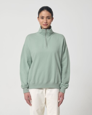 Miller Dry - Das Boxy Unisex-Sweatshirt mit kurzem Reißverschluss und trockenem Griff - Aloe - XL bedrucken, Art.-Nr. STSU795C0891X
