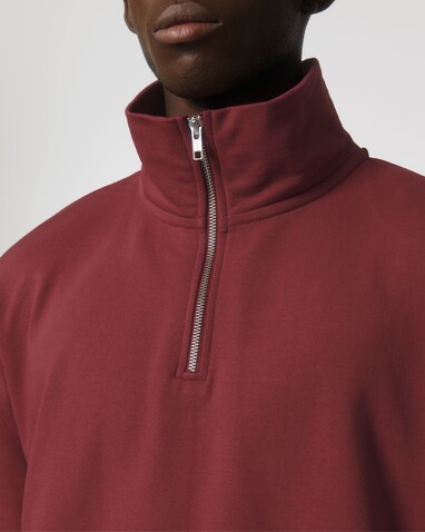 Miller Dry - Das Boxy Unisex-Sweatshirt mit kurzem Reißverschluss und trockenem Griff - Red Earth - S bedrucken, Art.-Nr. STSU795C0861S
