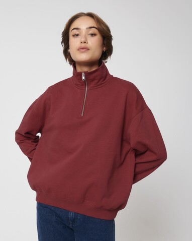 Miller Dry - Das Boxy Unisex-Sweatshirt mit kurzem Reißverschluss und trockenem Griff - Red Earth - L bedrucken, Art.-Nr. STSU795C0861L