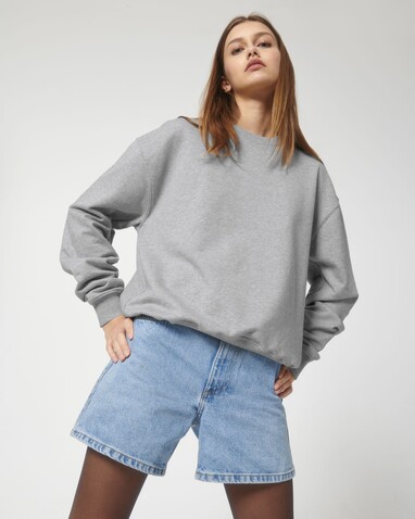 Ledger Dry - Das Boxy Rundhals-Unisex-Sweatshirt mit trockenem Griff - Heather Grey - 3XL bedrucken, Art.-Nr. STSU798C2503X