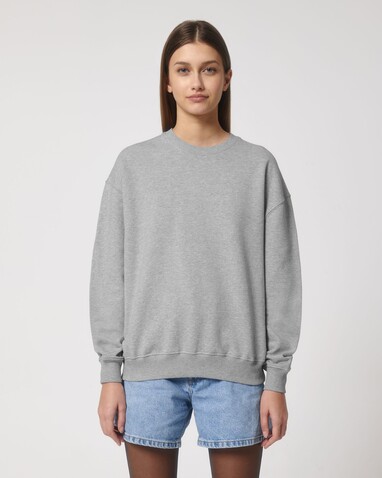 Ledger Dry - Das Boxy Rundhals-Unisex-Sweatshirt mit trockenem Griff - Heather Grey - XL bedrucken, Art.-Nr. STSU798C2501X