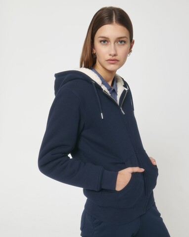 Hygger Sherpa - Der Unisex-Zip-Hoodie mit Sherpa-Futter - French Navy - M bedrucken, Art.-Nr. STSU956C7271M