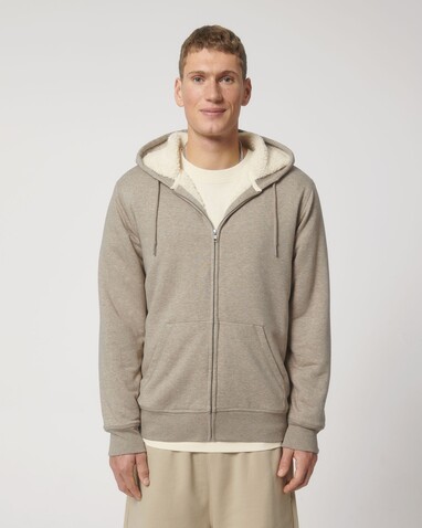 Hygger Sherpa - Der Unisex-Zip-Hoodie mit Sherpa-Futter - Heather Sand - M bedrucken, Art.-Nr. STSU956C5921M