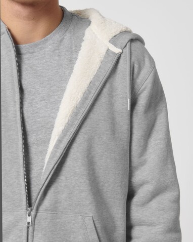 Hygger Sherpa - Der Unisex-Zip-Hoodie mit Sherpa-Futter - Heather Grey - XXL bedrucken, Art.-Nr. STSU956C2502X