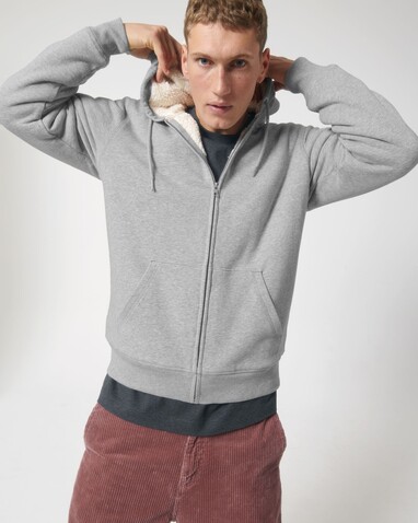Hygger Sherpa - Der Unisex-Zip-Hoodie mit Sherpa-Futter - Heather Grey - XXL bedrucken, Art.-Nr. STSU956C2502X