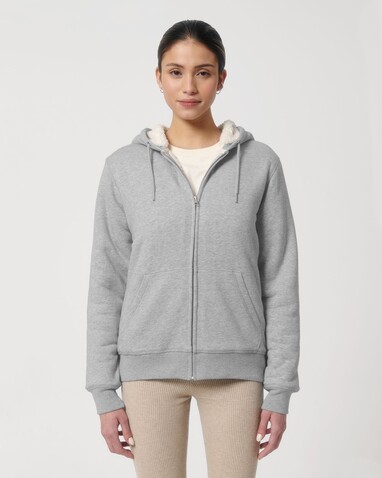 Hygger Sherpa - Der Unisex-Zip-Hoodie mit Sherpa-Futter - Heather Grey - S bedrucken, Art.-Nr. STSU956C2501S Hygger Sherpa - Der Unisex-Zip-Hoodie mit Sherpa-Futter - Heather Grey - S bedrucken, Art.-Nr. STSU956C2501S
