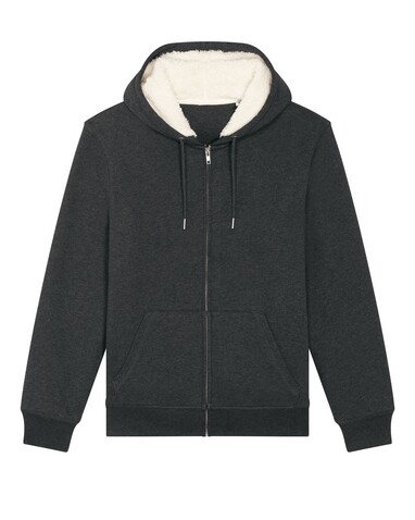 Hygger Sherpa - Der Unisex-Zip-Hoodie mit Sherpa-Futter - Dark Heather Grey - M bedrucken, Art.-Nr. STSU956C6511M